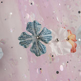 Tulle « Jardin des fées » mauve avec fleurs en 3D et lamé argenté - Ribes y Casals