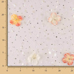 Tulle « Jardin des fées » mauve avec fleurs en 3D et lamé argenté - Ribes y Casals