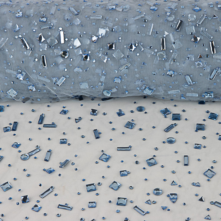 Tulle de luxe bleu avec strass assortis - Ribes y Casals