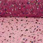 Tulle de luxe fuchsia avec strass multicolores - Ribes y Casals
