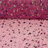 Tulle de luxe fuchsia avec strass multicolores - Ribes y Casals