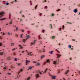Tulle de luxe fuchsia avec strass multicolores - Ribes y Casals