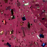 Tulle de luxe fuchsia avec strass multicolores - Ribes y Casals