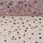 Tulle de luxe rose pâle avec strass multicolores - Ribes y Casals