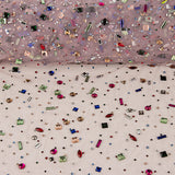 Tulle de luxe rose pâle avec strass multicolores - Ribes y Casals