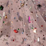 Tulle de luxe rose pâle avec strass multicolores - Ribes y Casals