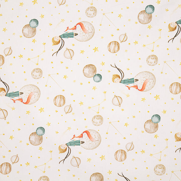 Drap en tissu de coton imprimé « Le Petit Prince et les planètes » - Ribes y Casals