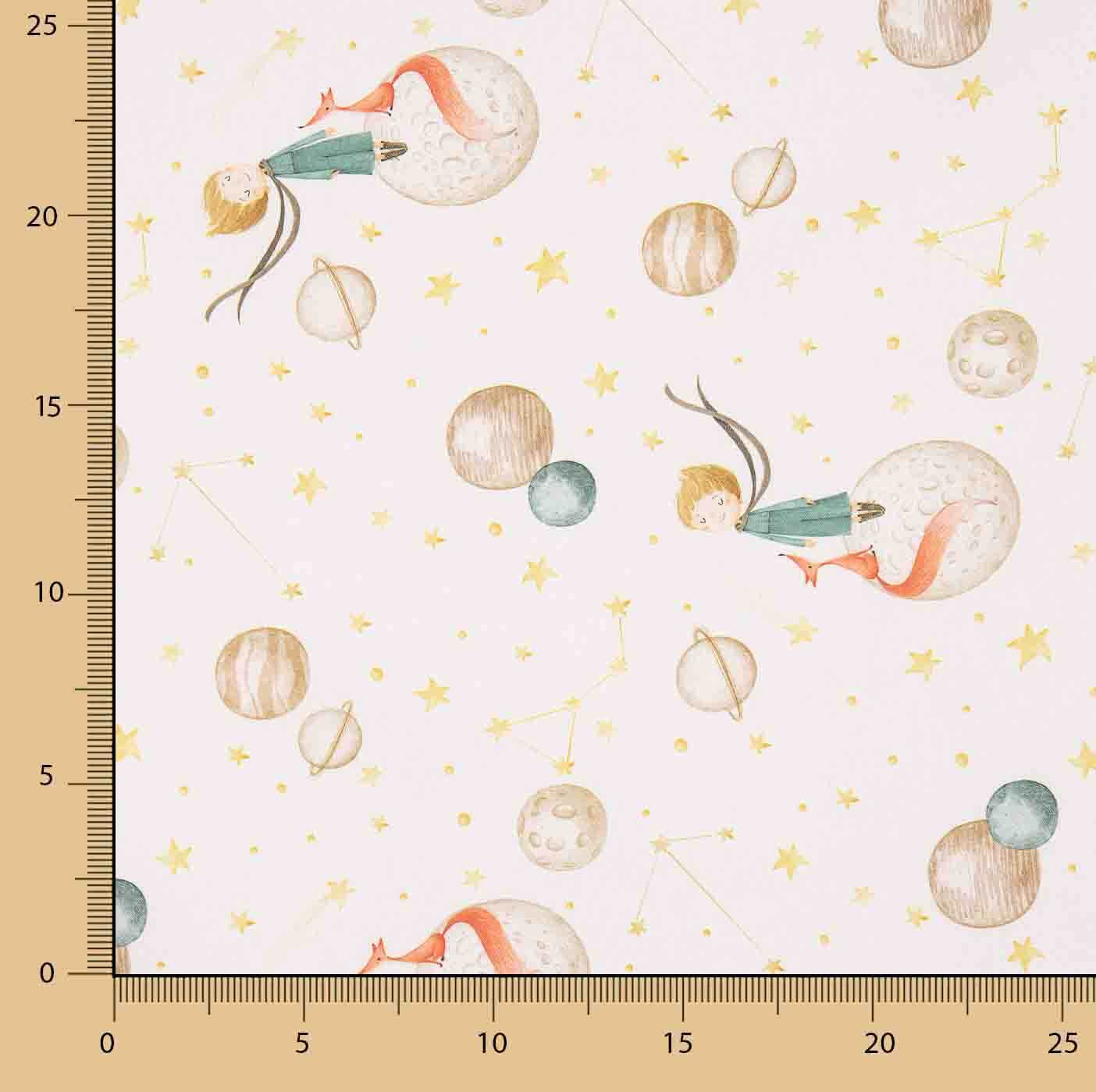 Drap en tissu de coton imprimé « Le Petit Prince et les planètes » - Ribes y Casals