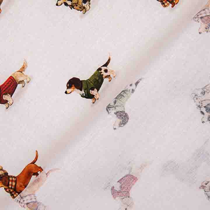 Drap en tissu de coton imprimé de petits chiens - Ribes y Casals