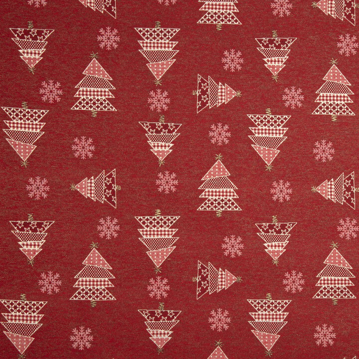 Toile de coton jacquard de Noël « Sapins rouges » avec Lurex - Ribes y Casals