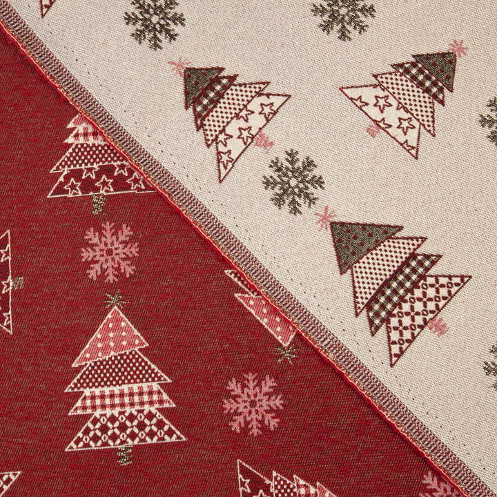 Toile de coton jacquard de Noël « Sapins rouges » avec Lurex - Ribes y Casals