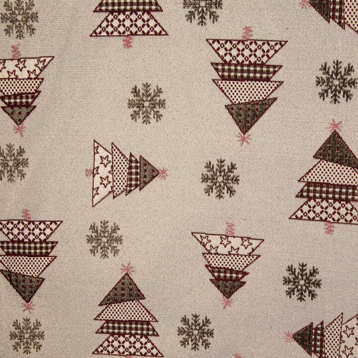 Toile de coton jacquard de Noël « Sapins rouges » avec Lurex - Ribes y Casals