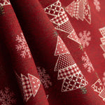 Toile de coton jacquard de Noël « Sapins rouges » avec Lurex - Ribes y Casals