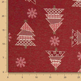 Toile de coton jacquard de Noël « Sapins rouges » avec Lurex - Ribes y Casals