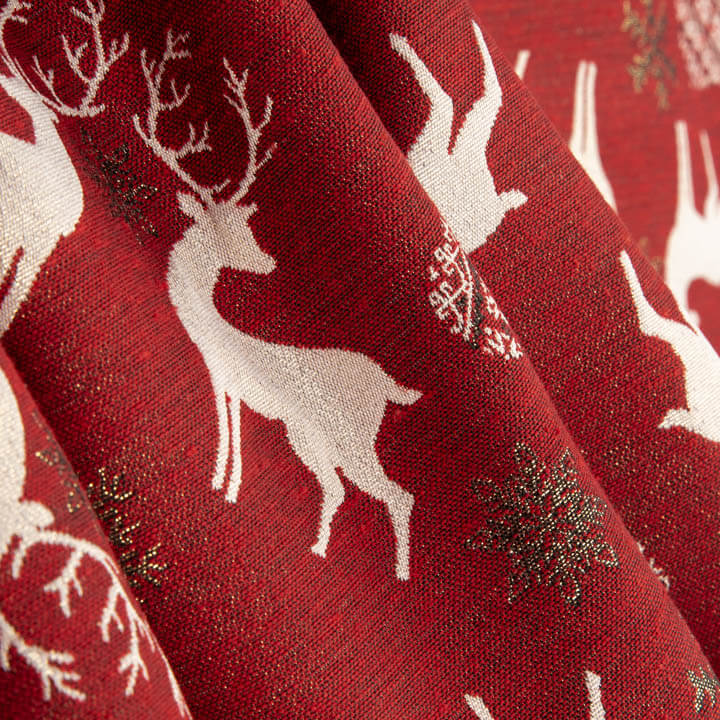 Toile de coton jacquard « Noël nordique » rouge avec Lurex - Ribes y Casals