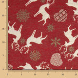 Toile de coton jacquard « Noël nordique » rouge avec Lurex - Ribes y Casals