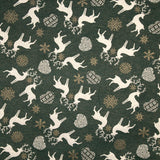 Toile de coton jacquard « Noël nordique » verte avec Lurex - Ribes y Casals