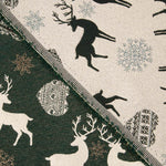 Toile de coton jacquard « Noël nordique » verte avec Lurex - Ribes y Casals