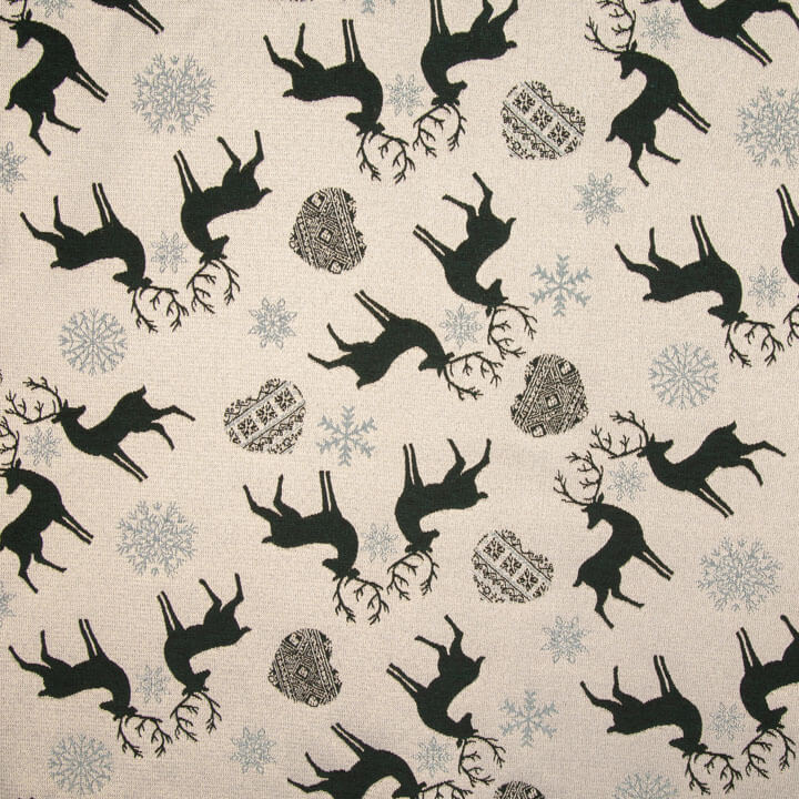 Toile de coton jacquard « Noël nordique » verte avec Lurex - Ribes y Casals