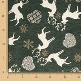 Toile de coton jacquard « Noël nordique » verte avec Lurex - Ribes y Casals