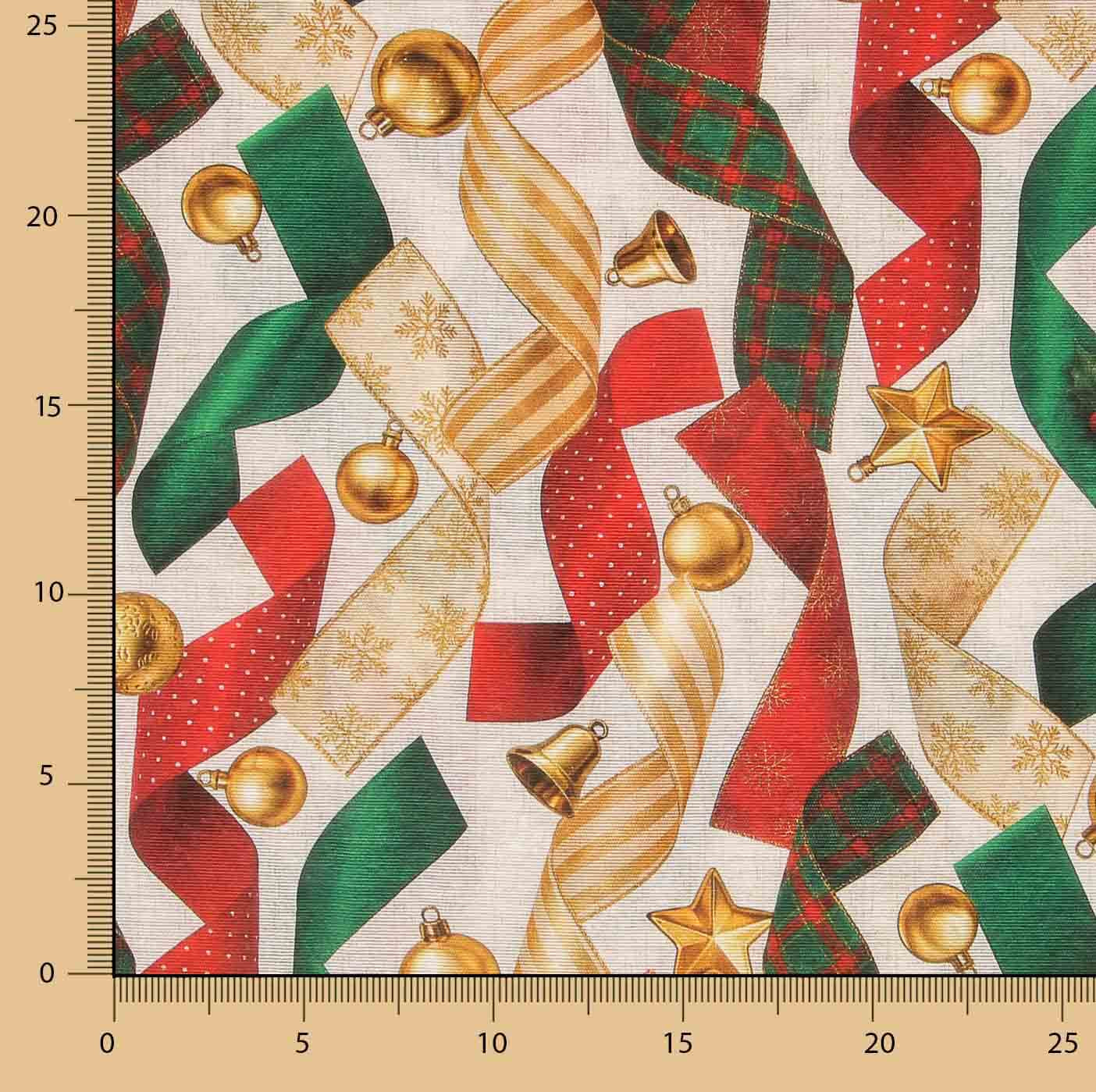 Toile de coton imprimée « Rubans de Noël » - Ribes y Casals