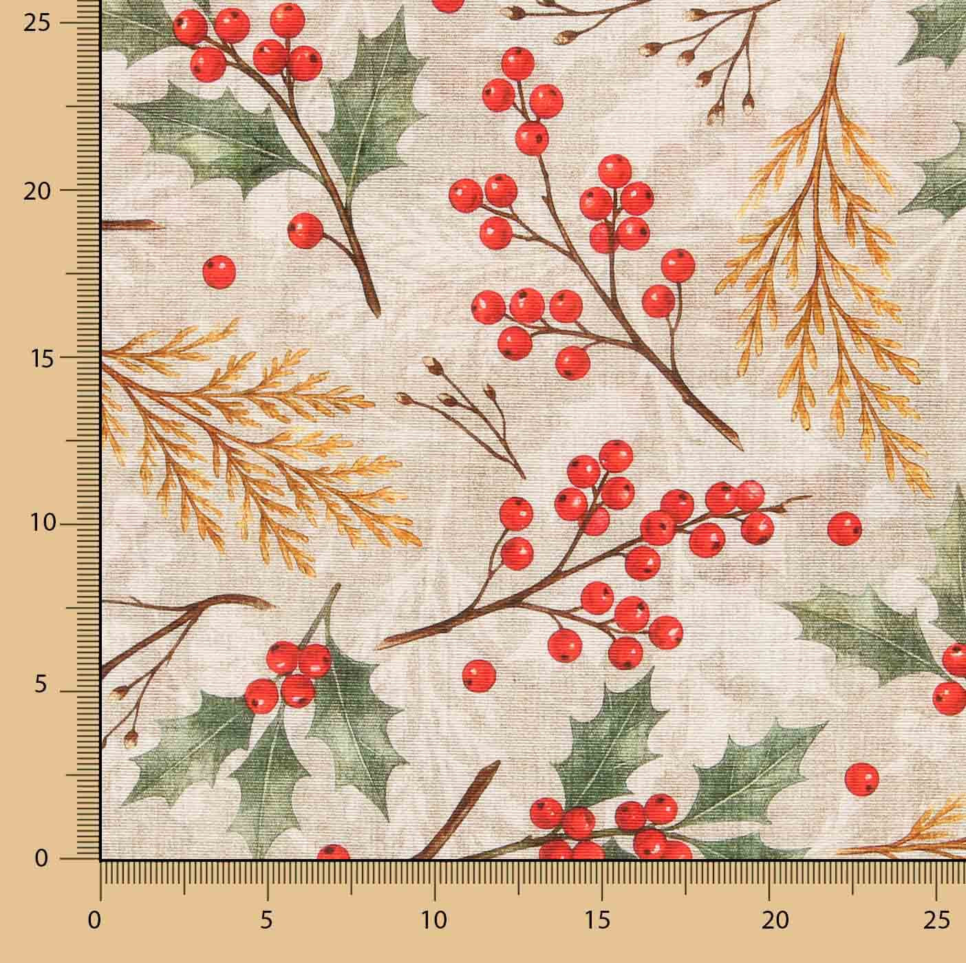 Toile de coton imprimée « Houx de Noël » - Ribes y Casals