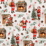 Toile de coton imprimée Père Noël et cheminée - Ribes y Casals