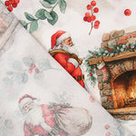 Toile de coton imprimée Père Noël et cheminée - Ribes y Casals