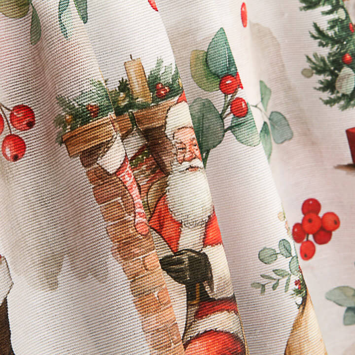 Toile de coton imprimée Père Noël et cheminée - Ribes y Casals