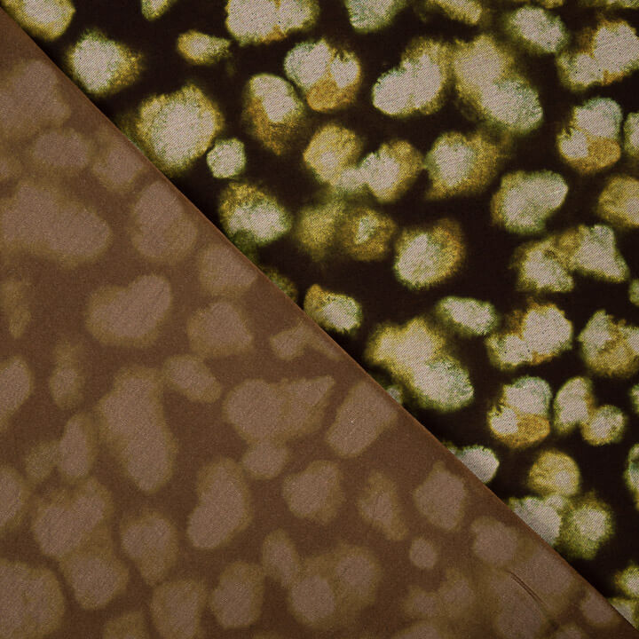 Tissu de viscose imprimé recto-verso, motif mosaïque olive - Ribes y Casals