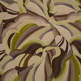 Tissu de viscose imprimé recto-verso, motifs abstraits en formes de vagues, couleur olive - Ribes y Casals