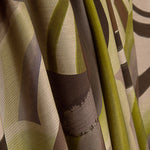 Tissu de viscose imprimé recto-verso, motifs abstraits en formes de vagues, couleur olive - Ribes y Casals