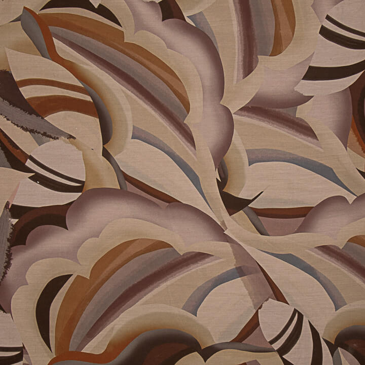 Tissu de viscose imprimé recto-verso, motifs abstraits en formes de vagues « Terre » - Ribes y Casals