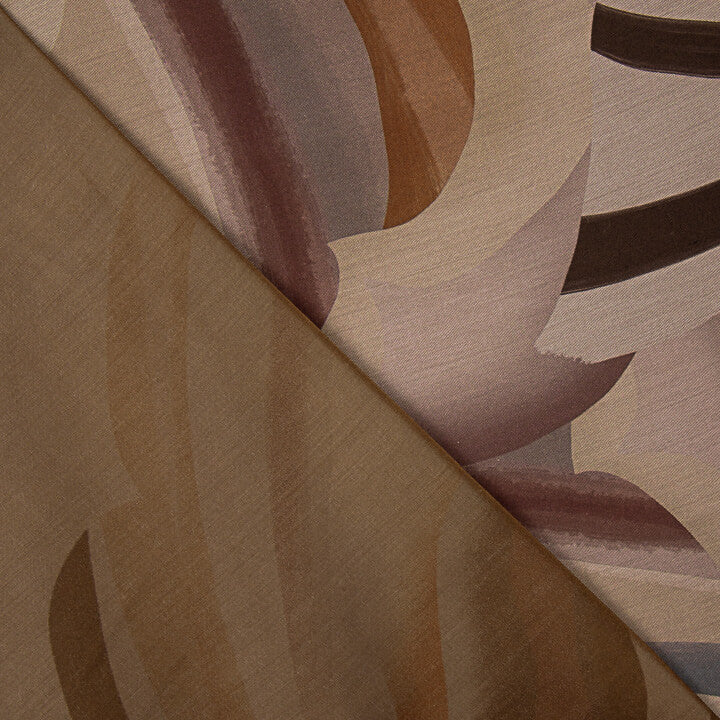 Tissu de viscose imprimé recto-verso, motifs abstraits en formes de vagues « Terre » - Ribes y Casals