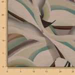 Tissu de viscose imprimé recto-verso, motifs abstraits en vagues, vert d'eau - Ribes y Casals