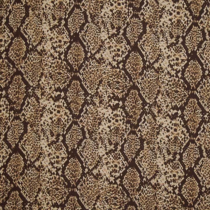 Tissu de viscose imprimé recto-verso, imprimé animal animalier serpent marron - Ribes y Casals