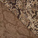 Tissu de viscose imprimé recto-verso, imprimé animal animalier serpent marron - Ribes y Casals