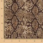Tissu de viscose imprimé recto-verso, imprimé animal animalier serpent marron - Ribes y Casals