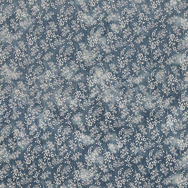 Velours côtelé imprimé fleurs vintage bleu - Ribes y Casals
