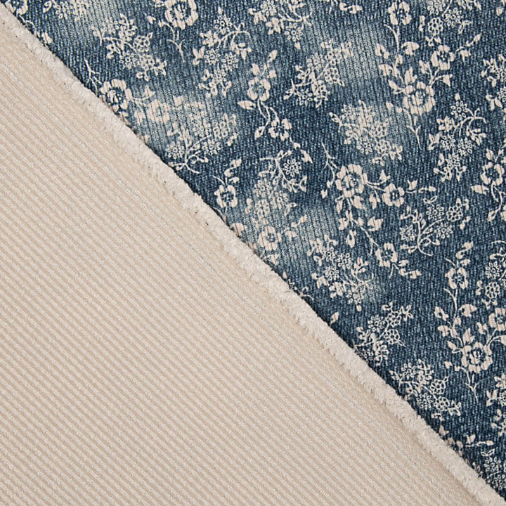 Velours côtelé imprimé fleurs vintage bleu - Ribes y Casals