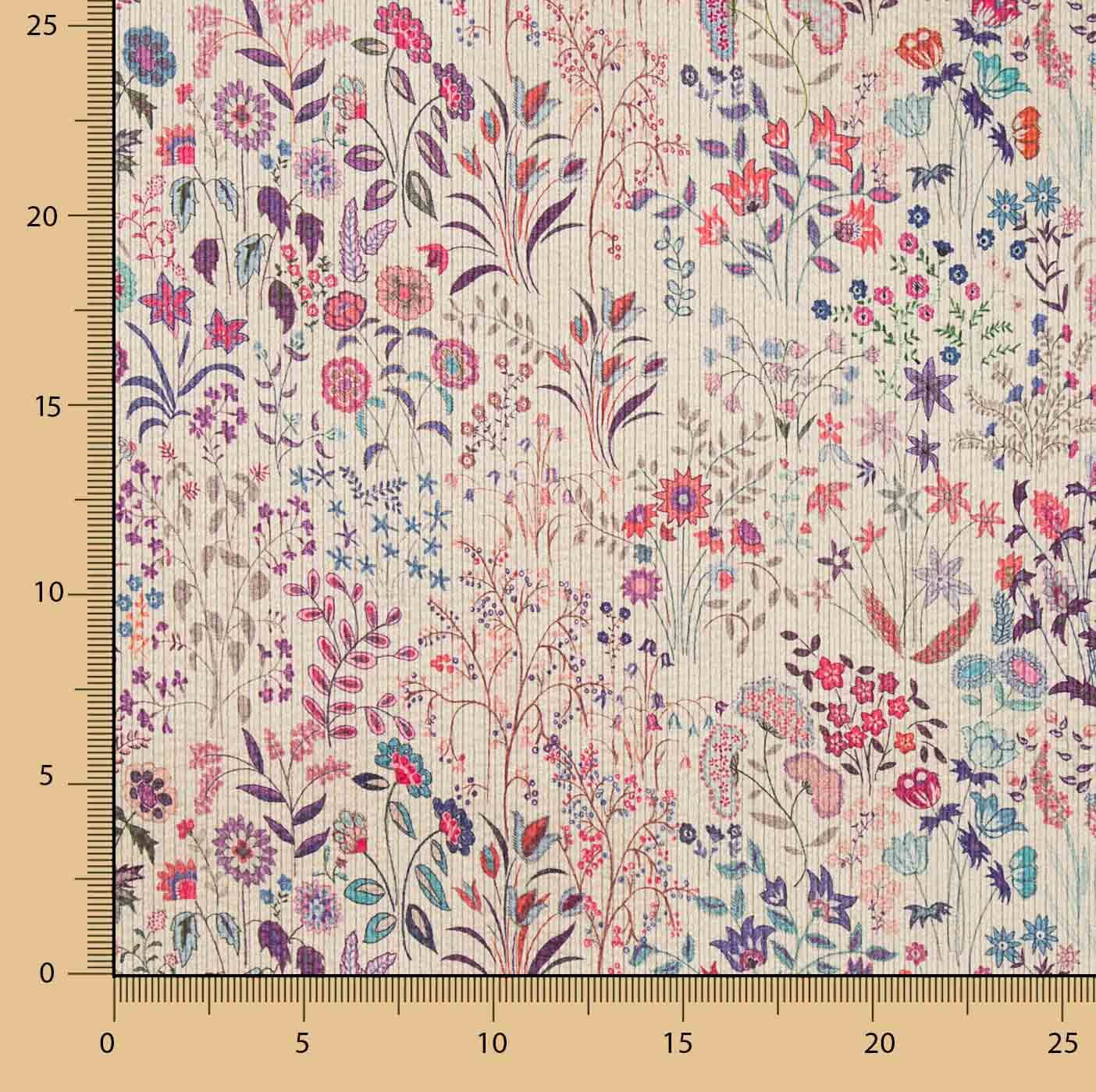 Velours côtelé imprimé « Jardin sauvage » multicolore - Ribes y Casals