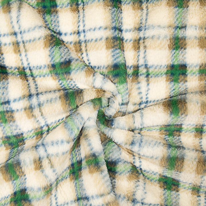Polaire coral imprimée à tartan verts - Ribes y Casals