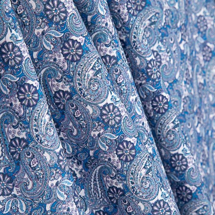 Popeline imprimée motif cachemire bleu - Ribes y Casals