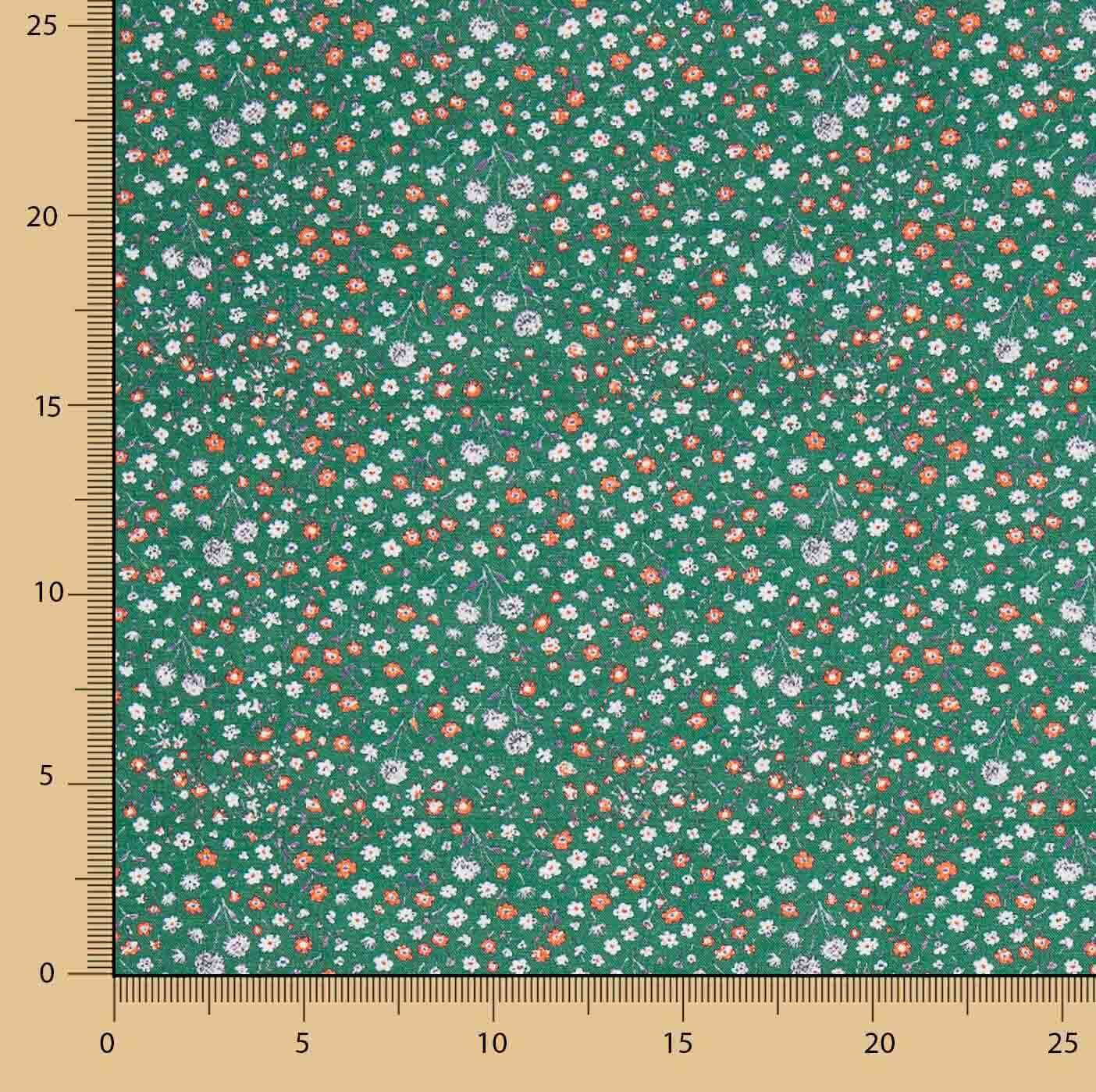 Popeline imprimée mini-fleurs vertes - Ribes y Casals