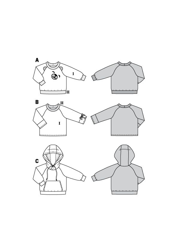 Patron de Couture Burda 9308 Sweatshirt - Ribes y Casals