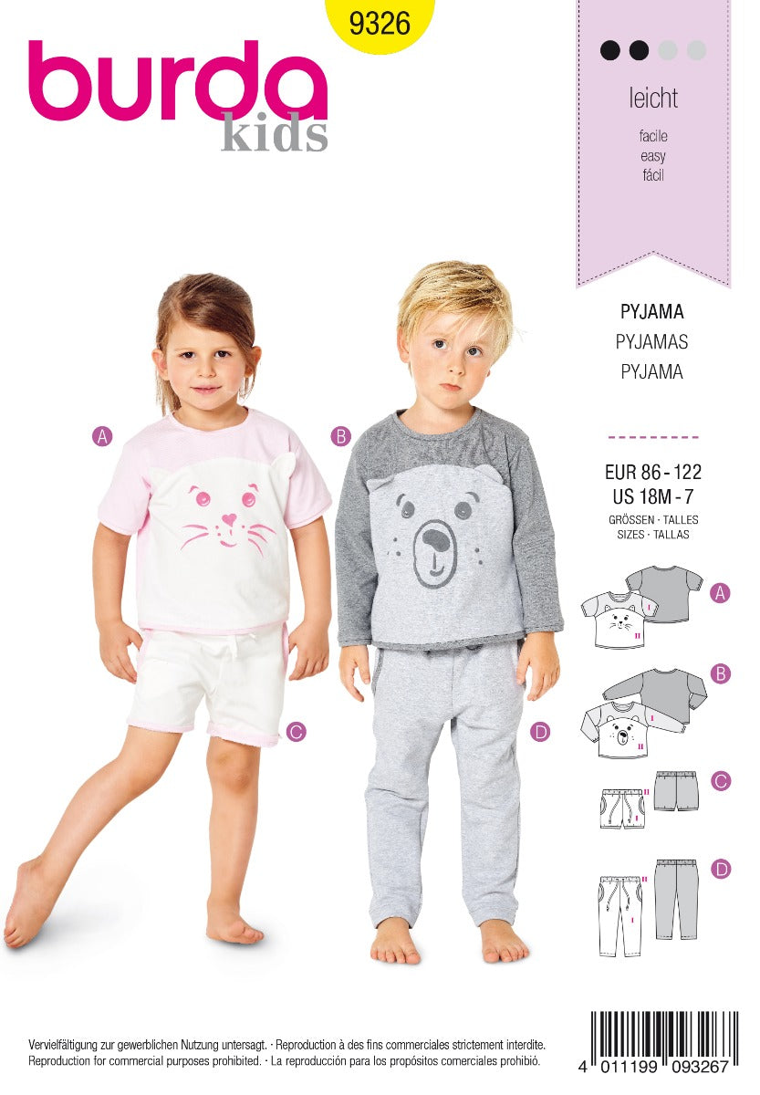 Patron de Couture Burda 9326 Pyjamas - Ribes y Casals