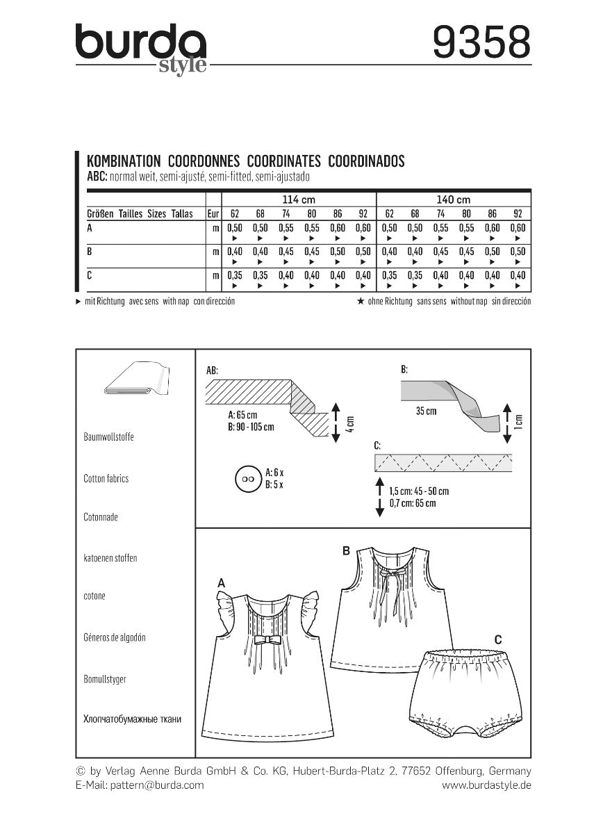 Patron de Couture Burda 9358 Combinaison - Ribes y Casals