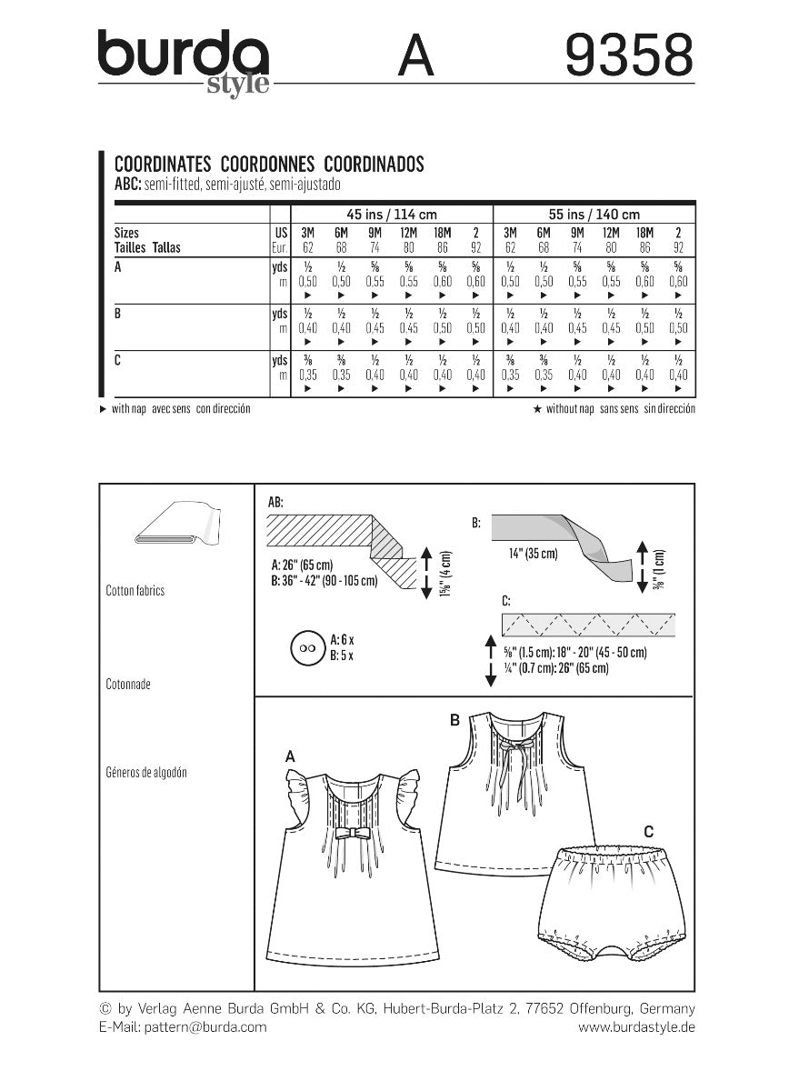 Patron de Couture Burda 9358 Combinaison - Ribes y Casals