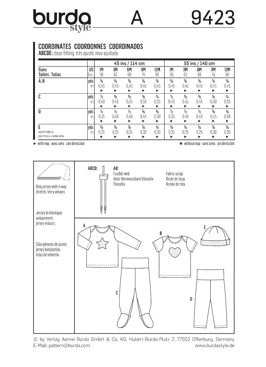 Patron de Couture Burda 9423 Combinaison - Ribes y Casals