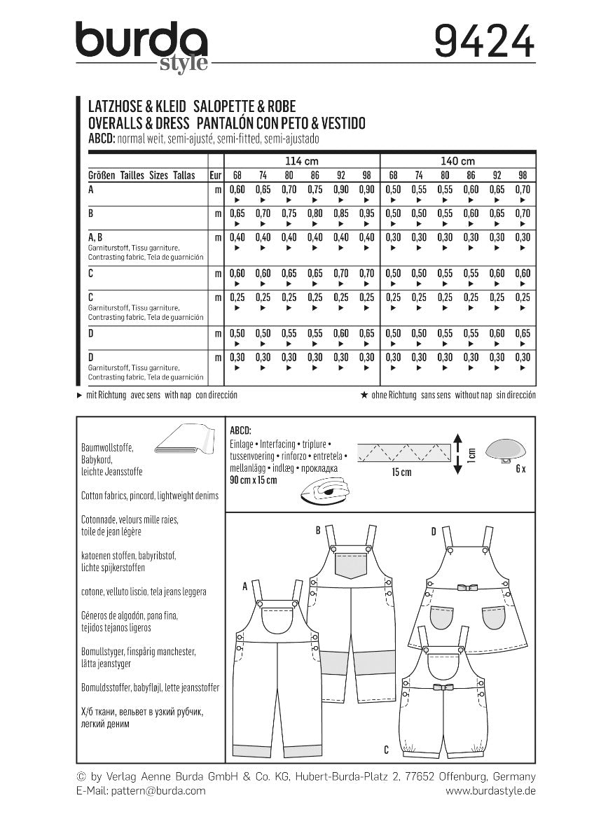 Patron de Couture Burda 9424 Pantalon et robe - Ribes y Casals